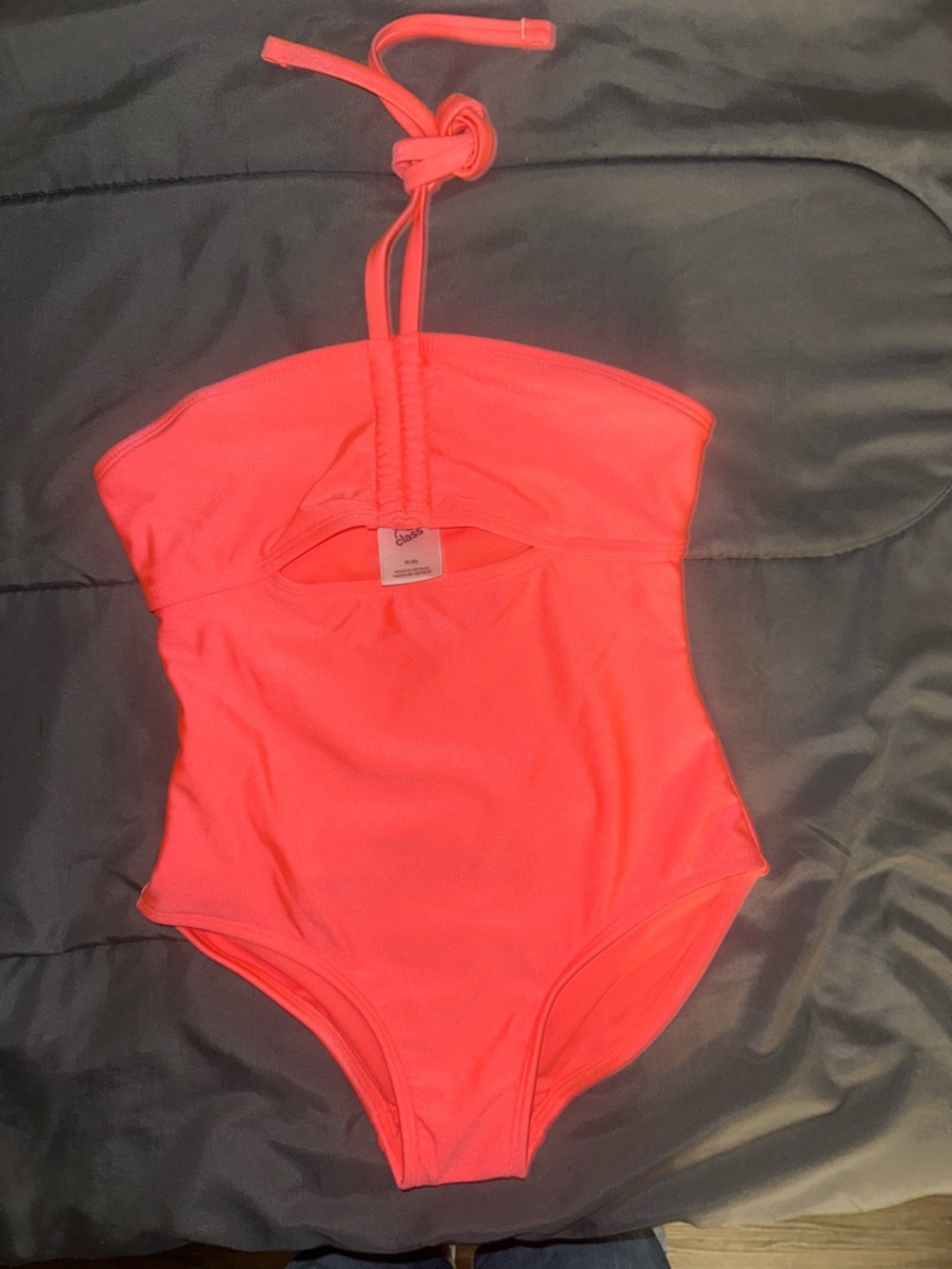 art class Neon Coral Halter One-Piece Swimsuit